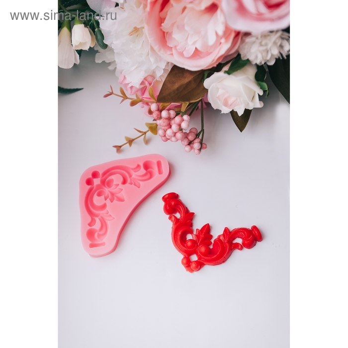 Молд Доляна &laquo;Лепнина&raquo;, силикон, 10,5&times;6&times;1 см, цвет розовый