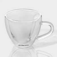 Набор стеклянных кружек с двойными стенками Доляна &laquo;Сердце&raquo;, 150 мл, 11,5&times;8,5&times;8 см, 2 шт