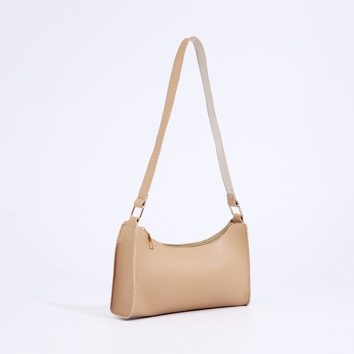 Сумка женская багет на молнии, цвет бежевый