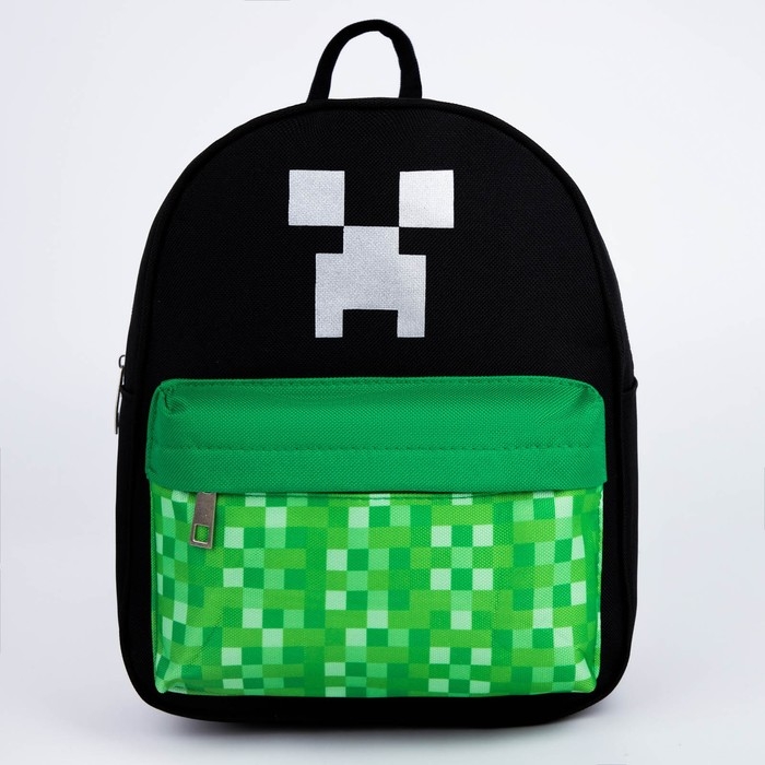 Рюкзак школьный текстильный c карманом &laquo;Пиксели&raquo;, светоотр. элементы, 27х23 х 10 см