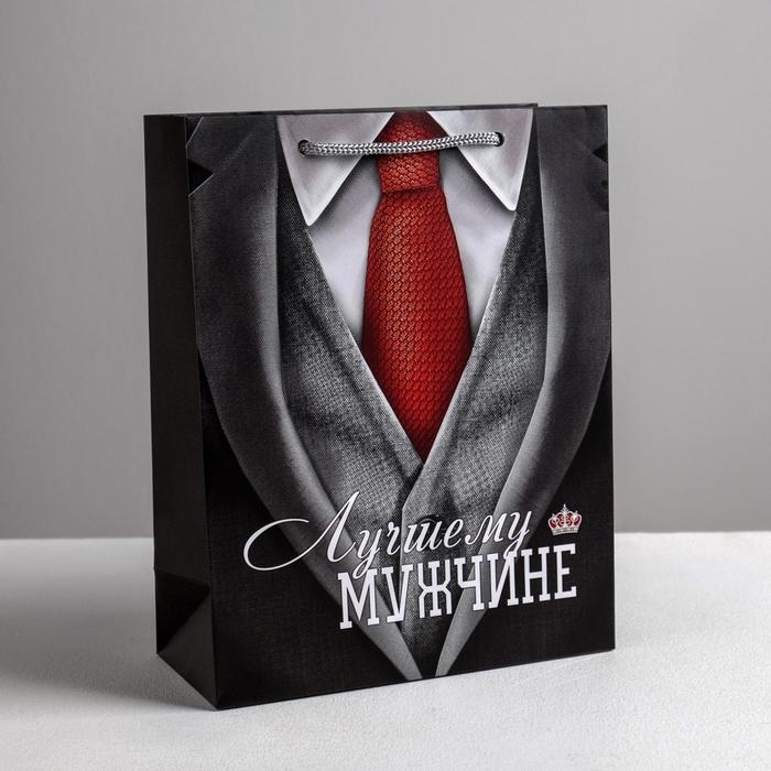 Пакет подарочный ламинированный вертикальный, упаковка, &laquo;Лучшему мужчине&raquo;, MS 18 х 23 х 8 см