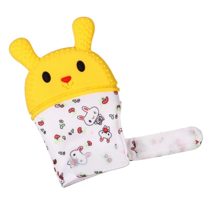 Прорезыватель-рукавичка &laquo;Зайка&raquo;, цвет красный/желтый, Крошка Я