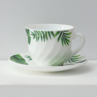 Сервиз чайный &laquo;Лист папоротника&raquo;, 12 предметов: чашка 200 мл, блюдце d=14 см, стеклокерамика, цвет белый
