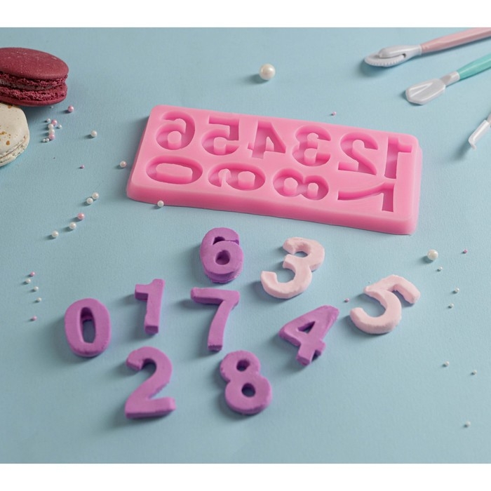 Молд &laquo;Цифры&raquo;, силикон, 17,5&times;7,6 см, цвет розовый