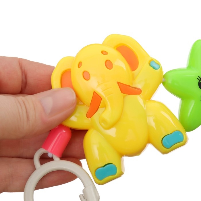 Растяжка на коляску/кроватку &laquo;Слоники&raquo;, 3 игрушки, цвет МИКС, Крошка Я