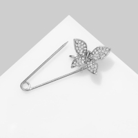 Булавка &laquo;Бабочка&raquo;, 5 см, цвет белый в серебре