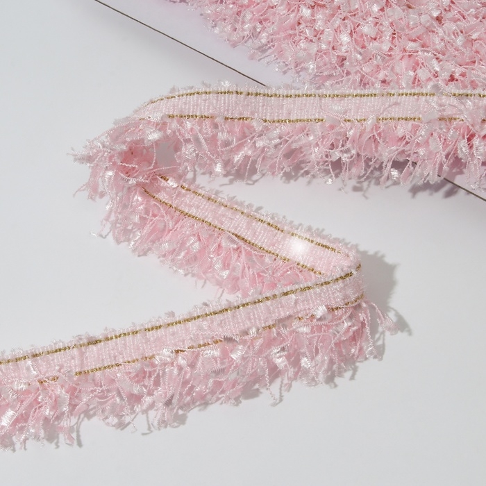 Тесьма декоративная &laquo;Твидовая&raquo;, односторонняя, 35 мм, 5 &plusmn; 0,5 м, цвет розовый