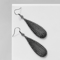 Серьги висячие &laquo;Рельеф&raquo; объёмные капли, цвет чернёное серебро, 7 см