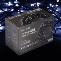 Гирлянда &laquo;Нить&raquo; 10 м, IP44, УМС, тёмная нить, 100 LED, свечение белое, 220 В