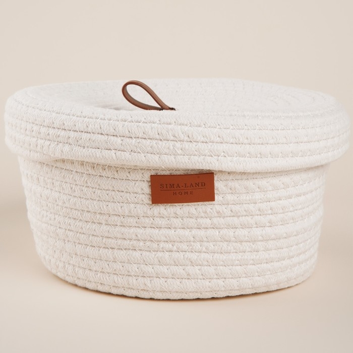 Корзина для хранения SL Home &laquo;Бэлл&raquo;, плетёная ручной работы, большая, 32&times;32&times;16 см, цвет белый