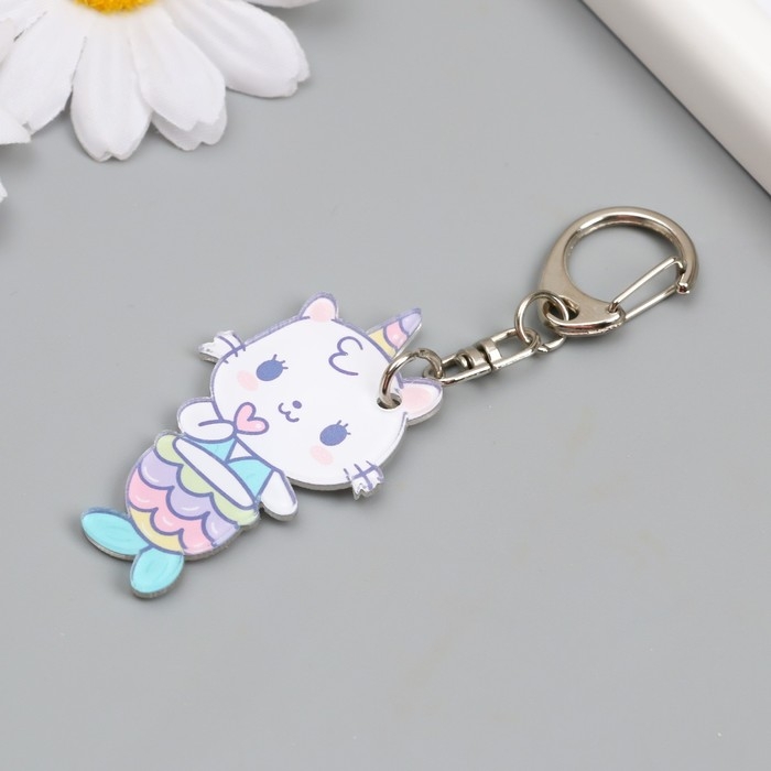 Брелок акрил Брелок акрил "Котик-русалка" 5,1х2,8 см