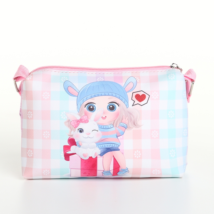 Сумка детская для девочки на молнии, цвет голубой/розовый