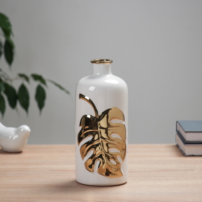 Ваза керамика настольная "Альваро" d-3см, 21х9 см, белый