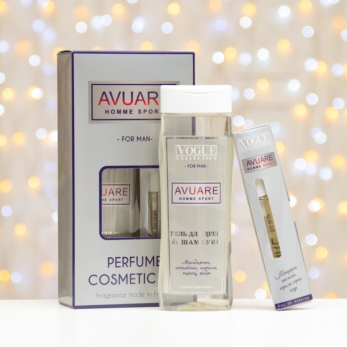 Подарочный набор косметики мужской Avuar homme sport, гель для душа 250 мл, парфюмерная вода 30 мл Подарочный набор косметики мужской Avuar homme sport, гель для душа 250 мл, парфюмерная вода 30 мл