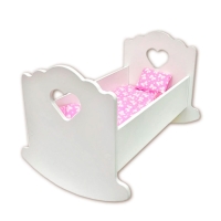 Кроватка-люлька "Сердечко" с постельным бельем, 30 см, цвет белый 00836 Кроватка-люлька "Сердечко" с постельным бельем, 30 см, цвет белый 00836