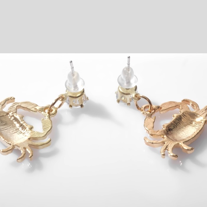 Серьги эмаль &laquo;Раки&raquo;, цвет чёрно-белый в золоте