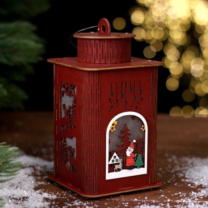 Новогодний декор с подсветкой &laquo;Фонарь&raquo; 9 &times; 9 &times; 16 см
