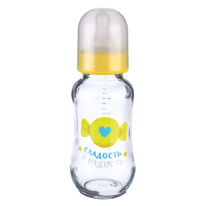 Бутылочка для кормления стекло &laquo;Мишка Принц&raquo;, классическое горло, средний поток, 180 мл., от 3 мес.
