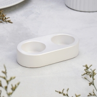 Подсвечник "Мрамор" из гипса для двух свечей овальный, 12х6х3см,белый перламутр