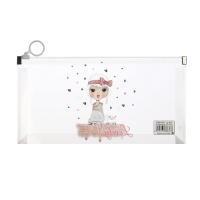 Папка-конверт на молнии формат А6, 180мкр, с рисунком "Маленькая девочка", МИКС