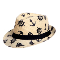 Панама детская соломенная для мальчика &laquo;Морская&raquo;,р-р 52-54