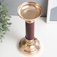 Подсвечник металл на 1 свечу "Классика" под дерево, золото 24,5х10х10 см