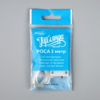 Гирлянда &laquo;Нить&raquo; 1 м роса, IP20, серебристая нить, 10 LED, батарейки CR2032х2 (в комплекте), свечение тёплое белое