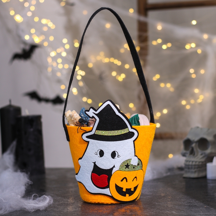 Корзинка декоративная « Призрак и тыква», 12,5 × 12,5 × 25 см Корзинка декоративная « Призрак и тыква», 12,5 × 12,5 × 25 см
