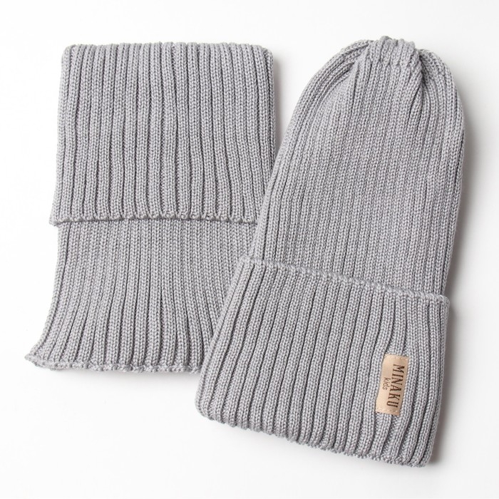 Комплект детский (шапка, снуд) MINAKU р-р 54-56, цвет серый Комплект детский (шапка, снуд) MINAKU р-р 54-56, цвет серый