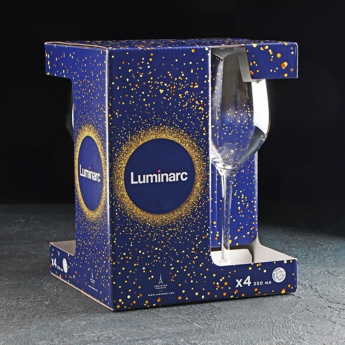 Набор стеклянных бокалов для вина &laquo;Серебряная дымка&raquo;, 350 мл, 4 шт