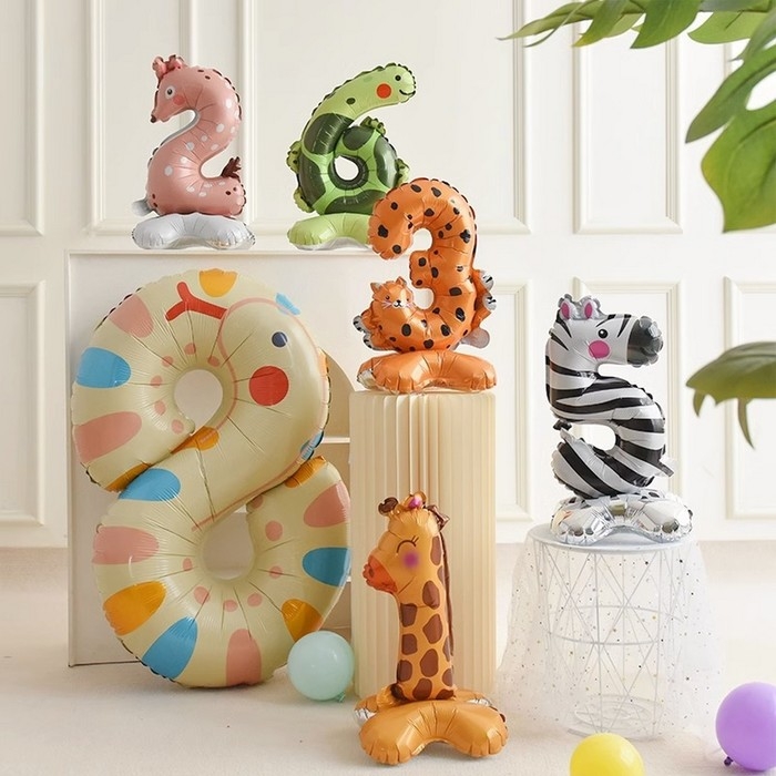 Шар фольгированный 24" &laquo;Цифра 5&raquo; на подставке, зебра