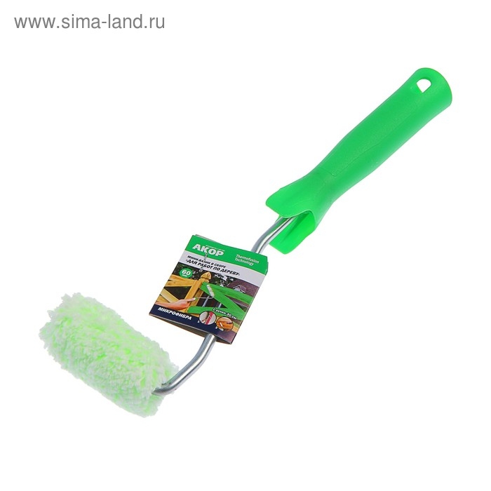 Мини-валик "АКОР", микрофибра, 60 мм, ручка d=6 мм, D=15 мм, ворс 12 мм, для дерева