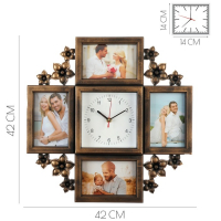 Часы настенные интерьерные, фоторамка - коллаж "Цветы", бесшумные, 42 х 42 см, 14 х 14 см Часы настенные интерьерные, фоторамка - коллаж "Цветы", бесшумные, 42 х 42 см, 14 х 14 см