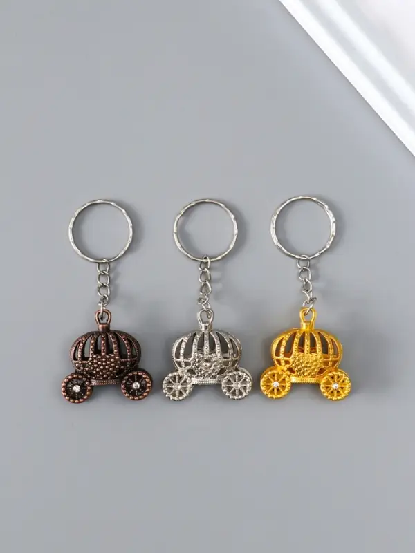 Брелок металл, стразы "Карета-тыква" МИКС 3,2х1,5х3,2 см