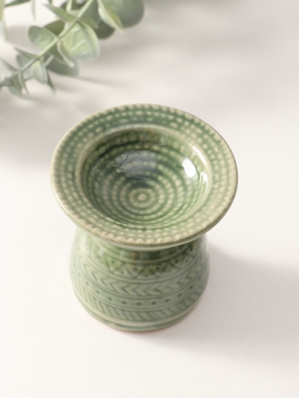 Аромалампа керамика "Геометрические узоры" оливковая 7,5х7,5х6,5 см