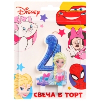 Свеча в торт цифра 4 "С Днем рождения", Холодное сердце, 8,5&times;5 см