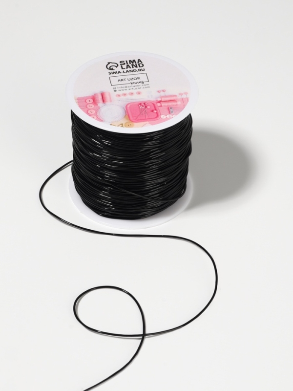 Нить для плетения 100±1м d1мм эластичная силикон чёрный АУ Нить для плетения 100±1м d1мм эластичная силикон чёрный АУ