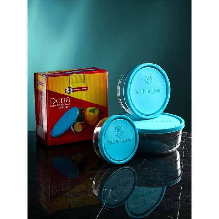 Набор контейнеров &laquo;Дена&raquo;, 1500 мл, 800 мл, 400 мл, стекло, Иран