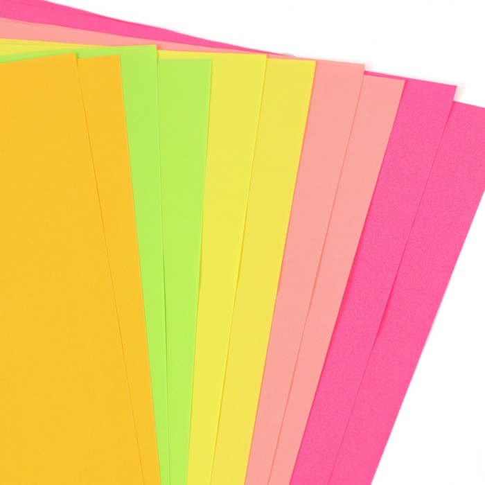 Бумага цветная тонированная, неоновая, А4, 10 листов, 5 цветов, немелованная, двусторонняя, в пакете, 80 г/м&sup2;, Минни Маус и Единорог