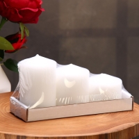 Набор свечей - цилиндров 3в1 (6х9,5 см, 6х8 см, 6х6,5 см), белый