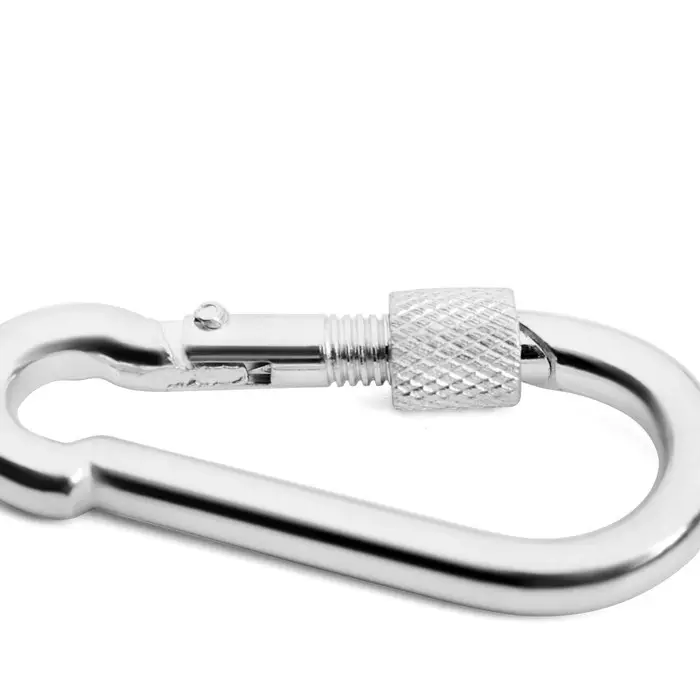 Карабин монтажный с фиксатором ТУНДРА krep, DIN5299D, 6&times;60 мм, оцинкованный, 1 шт.