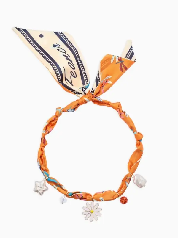 Колье-чокер на платке "Стиль". цвет оранжевый с золотом