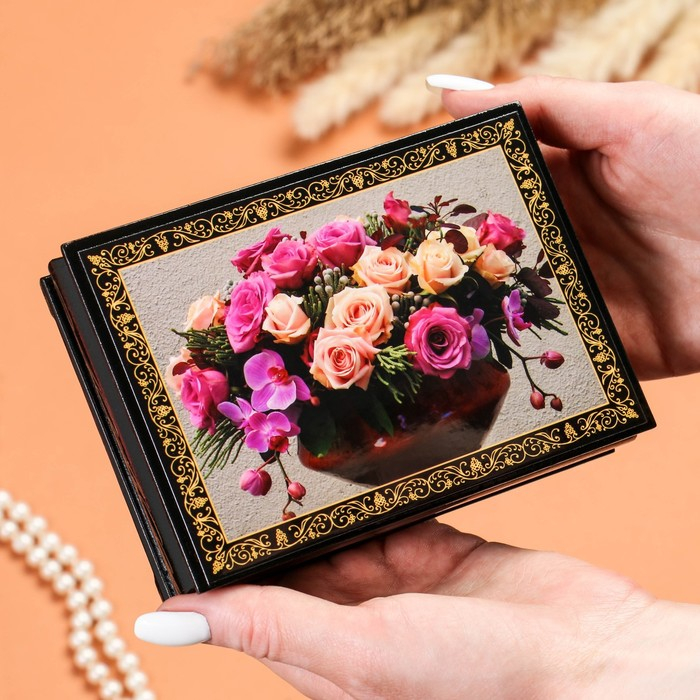 Шкатулка &laquo;Орхидеи с розами&raquo;, 10&times;14 см, лаковая миниатюра