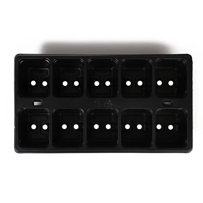 Кассета для рассады Greengo на 10 ячеек, по 100 мл, пластиковая, чёрная, 25&times;14&times;5 см
