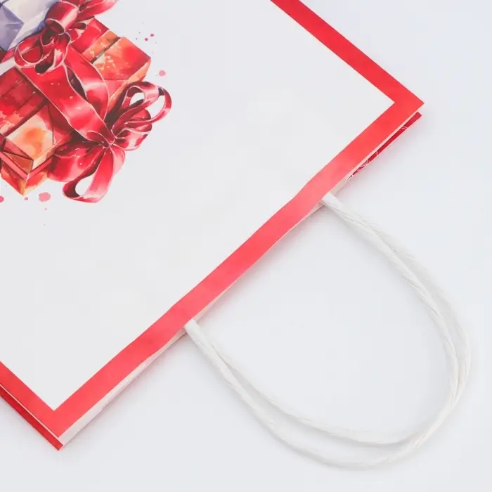 Пакет бумажный подарочный новогодний крафт &laquo;Подарки&raquo; 18&times;8&times;25 см