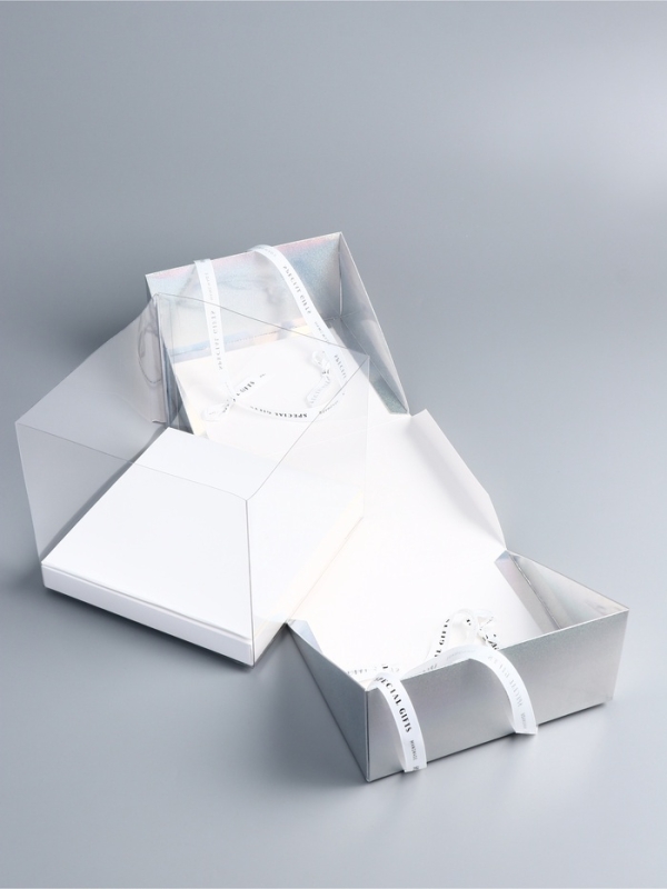 Коробка под бенто-торт с ленточками, 25 х 25 х 20 см