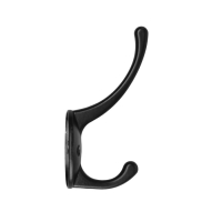 Крючок мебельный ТУНДРА TKD008, двухрожковый, черный Крючок мебельный ТУНДРА TKD008, двухрожковый, черный