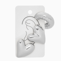 Набор серьги и каффы 3 шт. «Сердечко» бублик, цвет серебро Набор серьги и каффы 3 шт. «Сердечко» бублик, цвет серебро