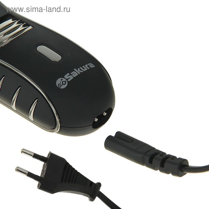 Электробритва Sakura SA-5414BK, АКБ, сеточная, 3 плавающие головки, триммер, чёрная