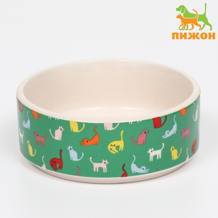 Миска керамическая "Котэ" 200мл,  10,5 х 4 см, зелёная
